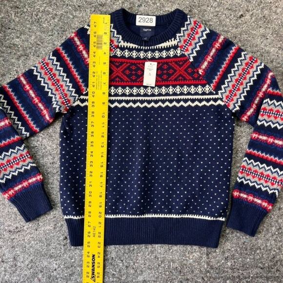 GAP Sweater Unisex Kids XL Wool Blend Fairisle Elysian Blue Multicolor Holiday - Picture 5 of 7